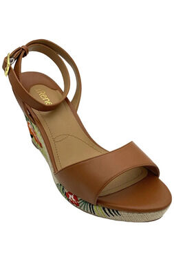 J. Renee Women's Vaani Wedge Sandal Cognac/Flamingo - Wide